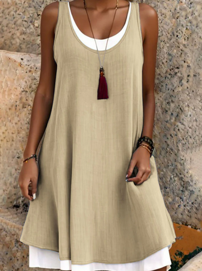 Women's Layered Sleeveless Midi Dress