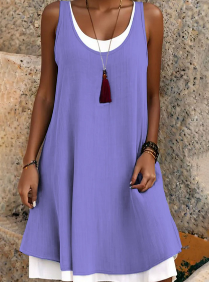 Women's Layered Sleeveless Midi Dress