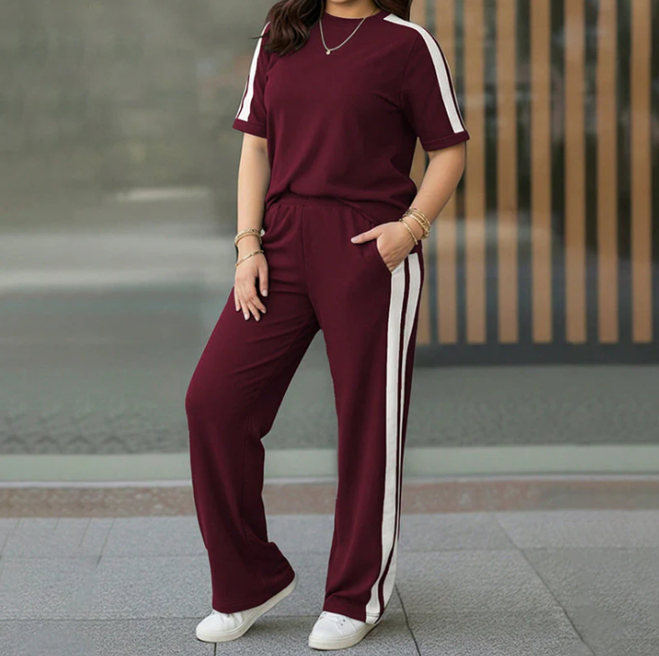 Contrast Stripe Two-Piece Lounge Set