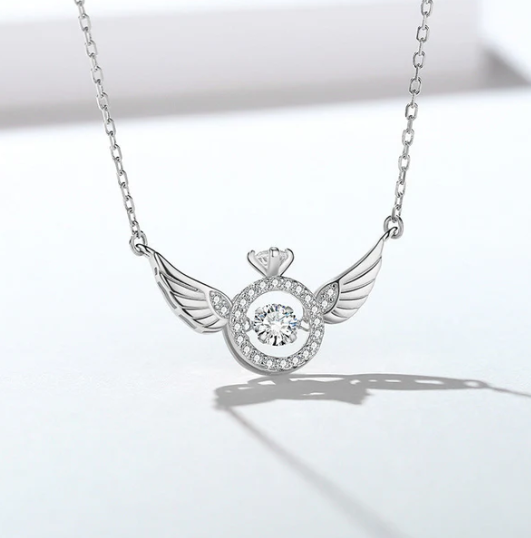 Women’s Guardian Angel Wings CZ Pendant Necklace