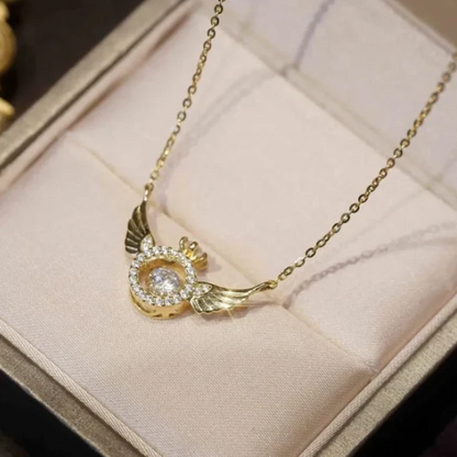 Women’s Guardian Angel Wings CZ Pendant Necklace