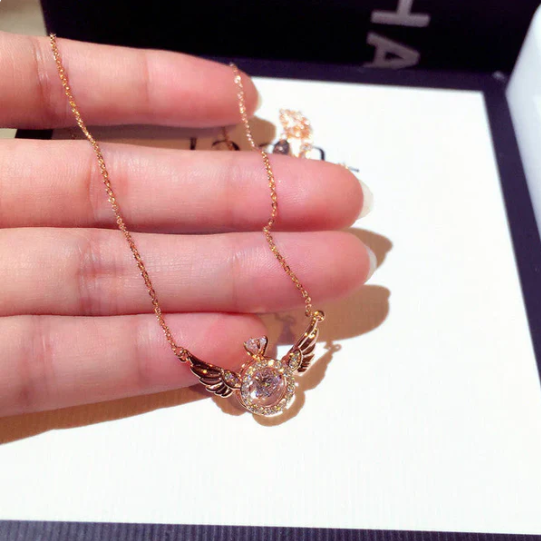 Women’s Guardian Angel Wings CZ Pendant Necklace