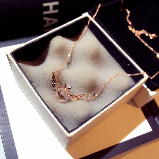 Women’s Guardian Angel Wings CZ Pendant Necklace