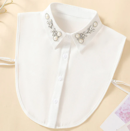 Women’s Detachable Pearl and Crystal Shirt Collar