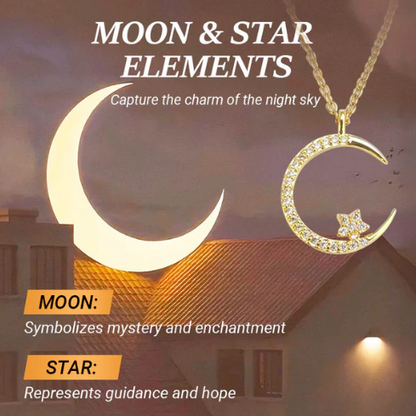 Women’s Moon & Star Cubic Zirconia Pendant Necklace