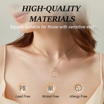 Women’s Moon & Star Cubic Zirconia Pendant Necklace