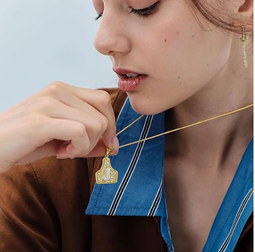 Gold Plated Initial Tag Pendant Necklace