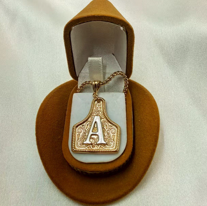 Gold Plated Initial Tag Pendant Necklace