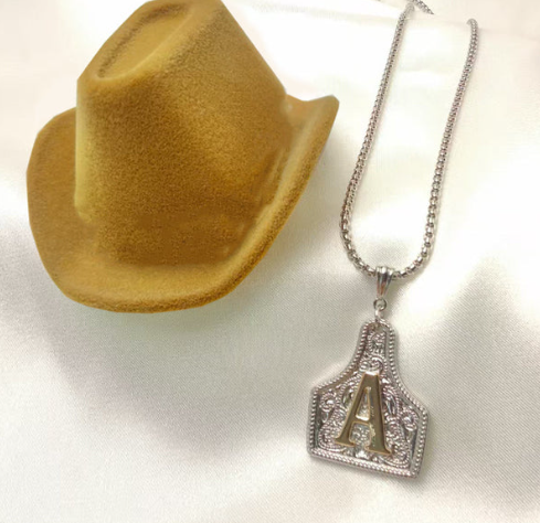 Gold Plated Initial Tag Pendant Necklace