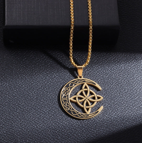 Celtic Moon Symbol Pendant Necklace