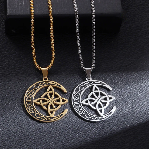 Celtic Moon Symbol Pendant Necklace