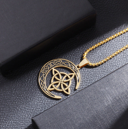 Celtic Moon Symbol Pendant Necklace
