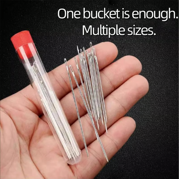 34-Piece Big-Eye Sewing Needle Set with Thread and Thimble