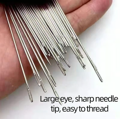 34-Piece Big-Eye Sewing Needle Set with Thread and Thimble