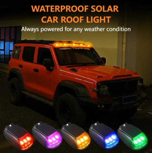 Solar-Powered Waterproof Car Roof Light with Remote