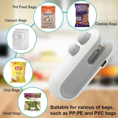 Rechargeable Mini Heat Bag Sealer with Cutter and Magnet