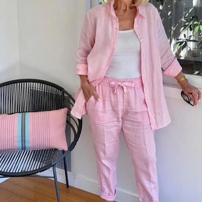 Women’s Cotton & Linen Relaxed Top and Trouser Set