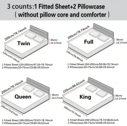 Milk Velvet Fleece Bedding Set with Fitted Sheet and 2 Pillowcases