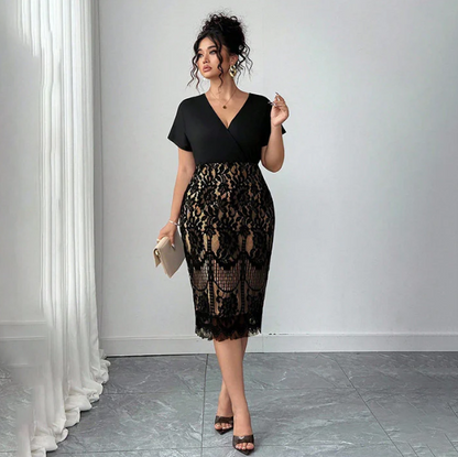 Women’s Casual V-Neck Waist-Defined Dress