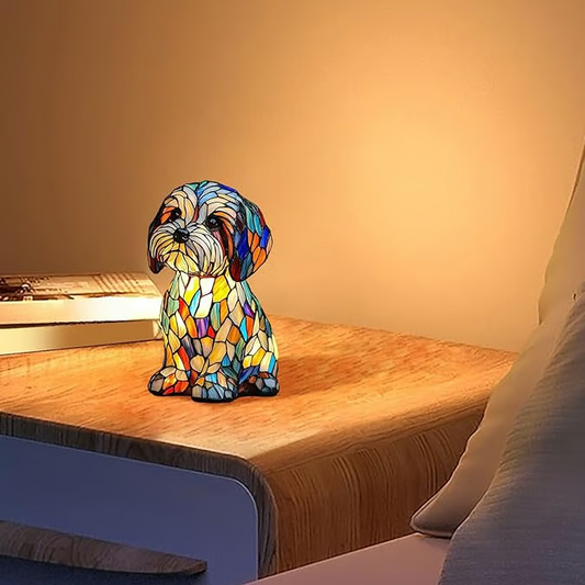 USB Rechargeable 3D Cat Glass Night Light Lamp with Warm Glow