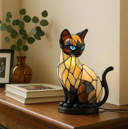 USB Rechargeable 3D Cat Glass Night Light Lamp with Warm Glow