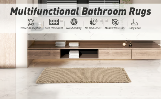 Waffle Knit Non Slip Bathroom Runner Rug