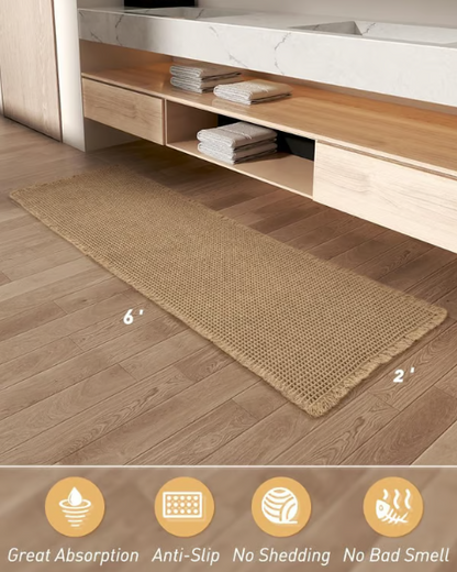 Waffle Knit Non Slip Bathroom Runner Rug
