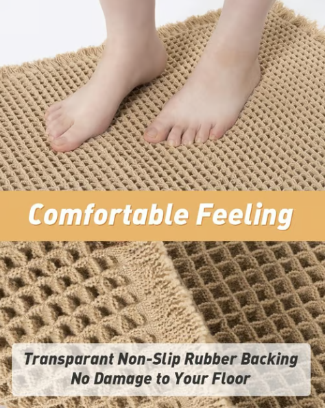 Waffle Knit Non Slip Bathroom Runner Rug