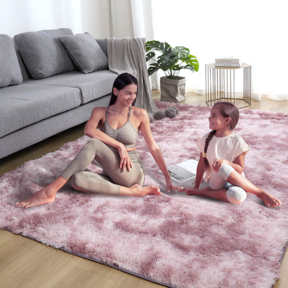 Gradient Plush Shag Area Rug with Non-Slip Grip Base