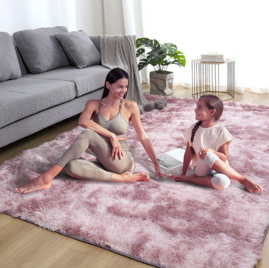 Gradient Plush Shag Area Rug with Non-Slip Grip Base