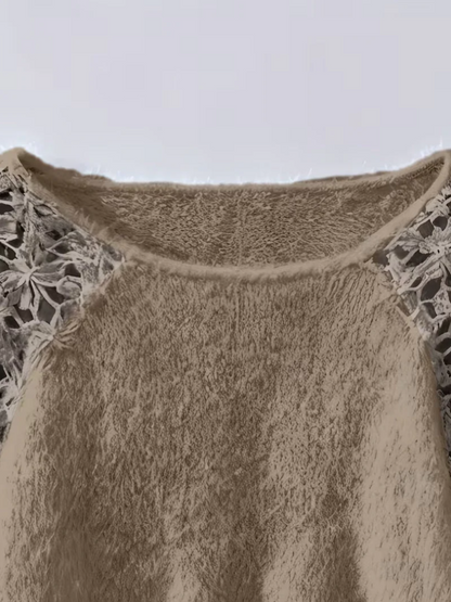 Women’s Off-Shoulder Open-Knit Lace Sweater