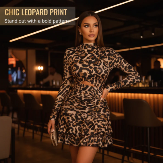 Women’s Leopard Print Ruched Mini Dress