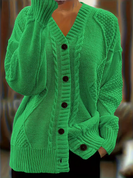 Women’s Cable Knit Button-Front Cardigan