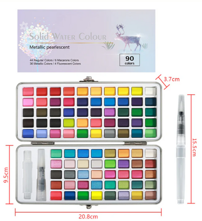 Portable Watercolour Paint Set with 50 Pans and Travel Brush Kit