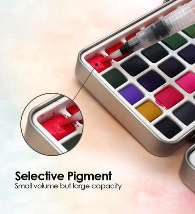 Portable Watercolour Paint Set with 50 Pans and Travel Brush Kit
