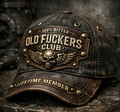 Distressed Denim Embroidered Badge Cap