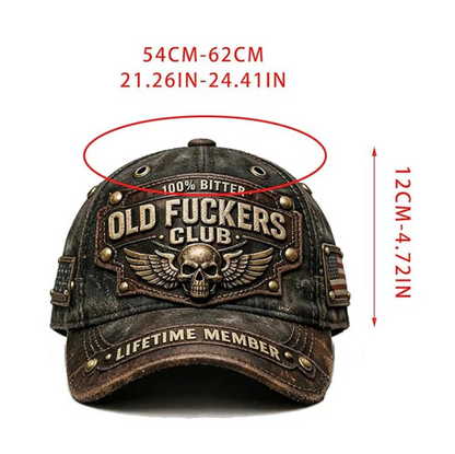 Distressed Denim Embroidered Badge Cap