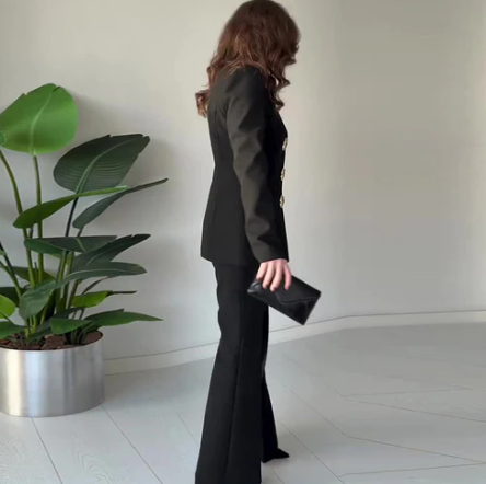 Women’s Split-Sleeve Blazer & Wide-Leg Trouser Co-Ord Set