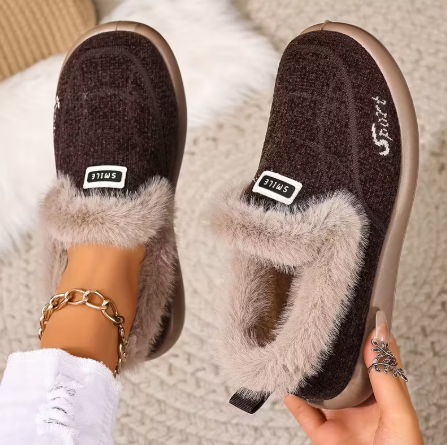 Women’s Plush Lined Slip On Winter Slipper Shoes