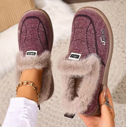 Women’s Plush Lined Slip On Winter Slipper Shoes