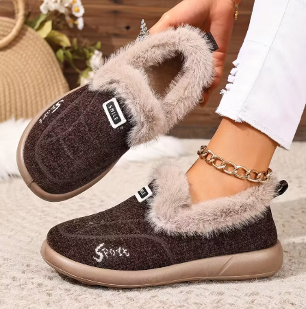 Women’s Plush Lined Slip On Winter Slipper Shoes