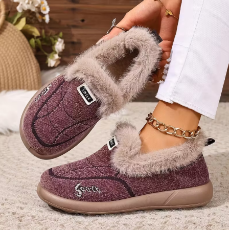 Women’s Plush Lined Slip On Winter Slipper Shoes