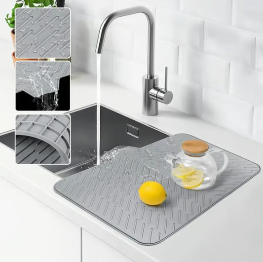 Large Silicone Dish Drying Mat with Drain Lip