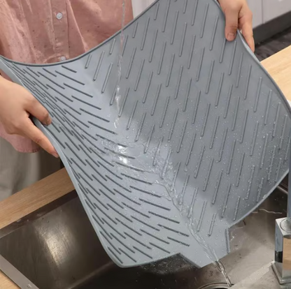 Large Silicone Dish Drying Mat with Drain Lip