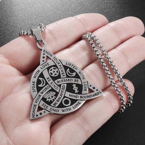 Stainless Steel Geometric Symbol Pendant Necklace