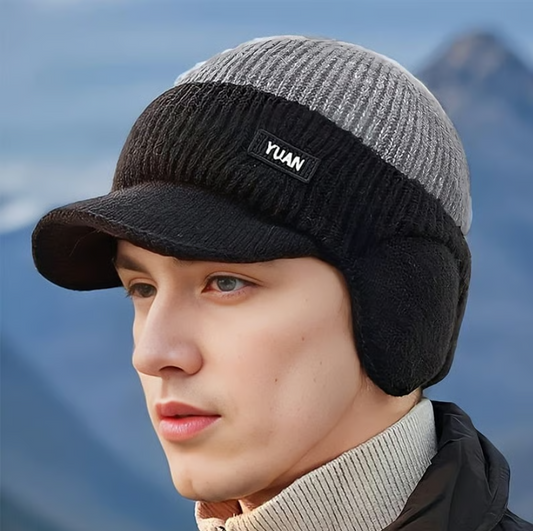 Windproof Thermal Cap with Visor and Ear Flaps