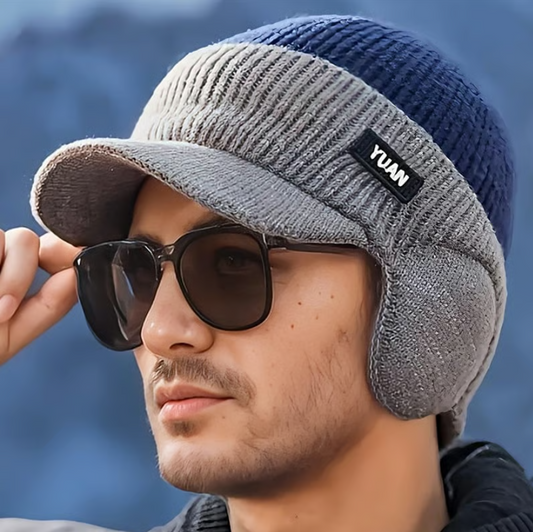 Windproof Thermal Cap with Visor and Ear Flaps