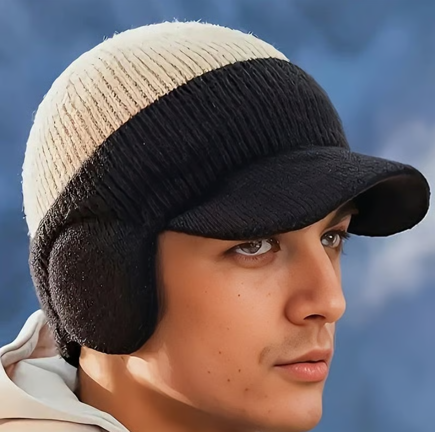 Windproof Thermal Cap with Visor and Ear Flaps