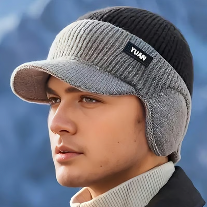 Windproof Thermal Cap with Visor and Ear Flaps