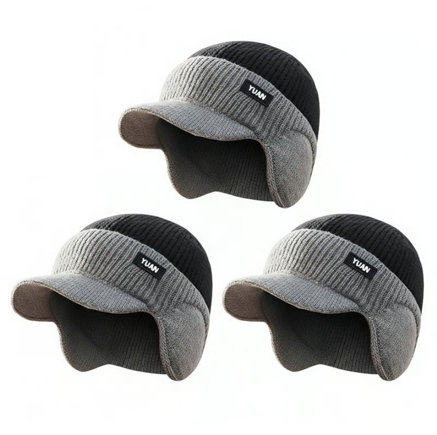 Windproof Thermal Cap with Visor and Ear Flaps